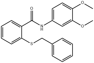 2-benzylsulfanyl-N-(3,4-dimethoxyphenyl)benzamide 结构式