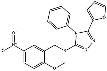 3-(furan-2-yl)-5-[(2-methoxy-5-nitrophenyl)methylsulfanyl]-4-phenyl-1,2,4-triazole 结构式