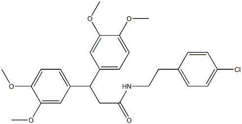 N-[2-(4-chlorophenyl)ethyl]-3,3-bis(3,4-dimethoxyphenyl)propanamide 结构式