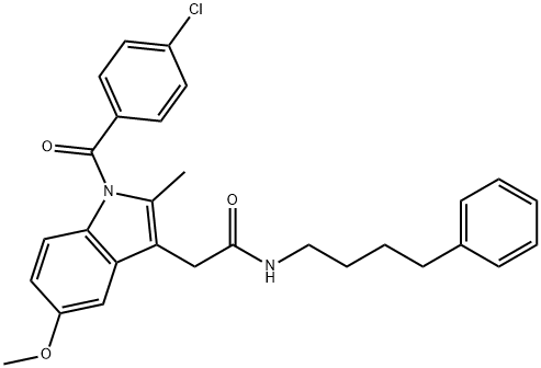 2-[1-(4-chlorobenzoyl)-5-methoxy-2-methylindol-3-yl]-N-(4-phenylbutyl)acetamide 结构式