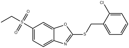 2-[(2-chlorophenyl)methylsulfanyl]-6-ethylsulfonyl-1,3-benzoxazole 结构式