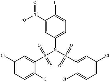 2,5-dichloro-N-(2,5-dichlorophenyl)sulfonyl-N-(4-fluoro-3-nitrophenyl)benzenesulfonamide 结构式