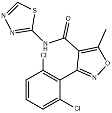 3-(2,6-dichlorophenyl)-5-methyl-N-(1,3,4-thiadiazol-2-yl)-1,2-oxazole-4-carboxamide 结构式