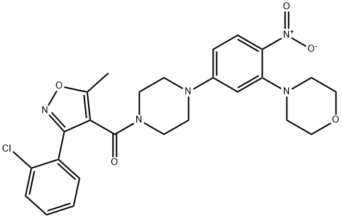 [3-(2-chlorophenyl)-5-methyl-1,2-oxazol-4-yl]-[4-(3-morpholin-4-yl-4-nitrophenyl)piperazin-1-yl]methanone 结构式