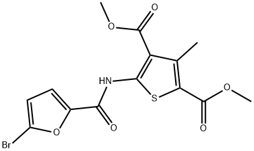 dimethyl 5-[(5-bromofuran-2-carbonyl)amino]-3-methylthiophene-2,4-dicarboxylate 结构式