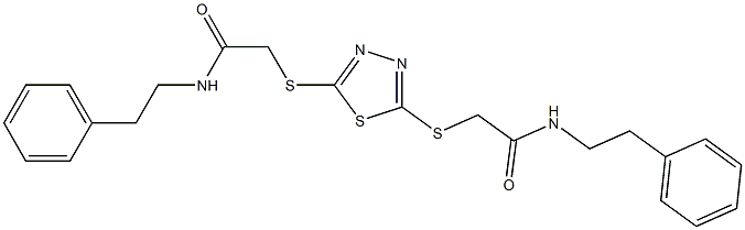 2-[[5-[2-oxo-2-(2-phenylethylamino)ethyl]sulfanyl-1,3,4-thiadiazol-2-yl]sulfanyl]-N-(2-phenylethyl)acetamide 结构式