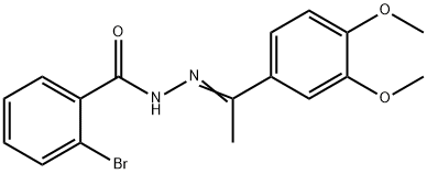 2-bromo-N-[(E)-1-(3,4-dimethoxyphenyl)ethylideneamino]benzamide 结构式