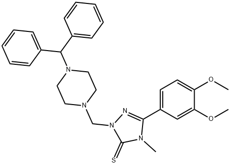 2-[(4-benzhydrylpiperazin-1-yl)methyl]-5-(3,4-dimethoxyphenyl)-4-methyl-1,2,4-triazole-3-thione 结构式