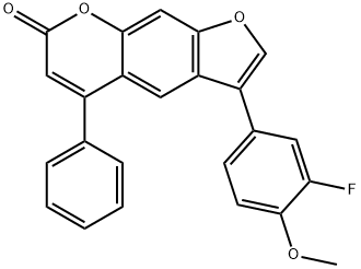 3-(3-fluoro-4-methoxyphenyl)-5-phenylfuro[3,2-g]chromen-7-one 结构式