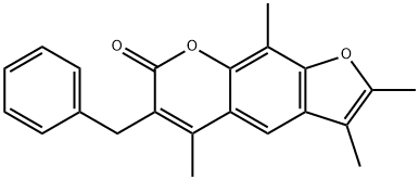 6-benzyl-2,3,5,9-tetramethylfuro[3,2-g]chromen-7-one 结构式