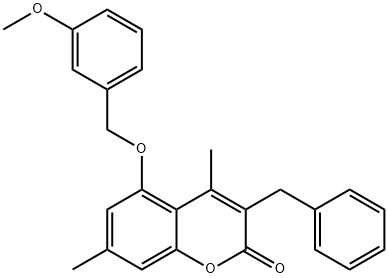 3-benzyl-5-[(3-methoxyphenyl)methoxy]-4,7-dimethylchromen-2-one 结构式