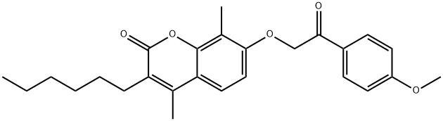 3-hexyl-7-[2-(4-methoxyphenyl)-2-oxoethoxy]-4,8-dimethylchromen-2-one 结构式