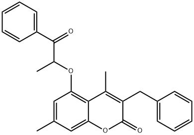 3-benzyl-4,7-dimethyl-5-(1-oxo-1-phenylpropan-2-yl)oxychromen-2-one 结构式