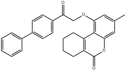 3-methyl-1-[2-oxo-2-(4-phenylphenyl)ethoxy]-7,8,9,10-tetrahydrobenzo[c]chromen-6-one 结构式