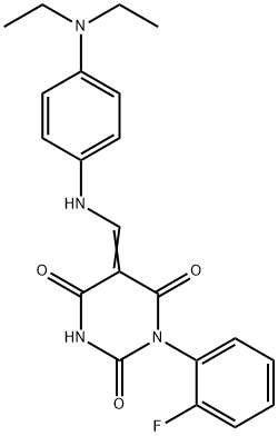 (5Z)-5-[[4-(diethylamino)anilino]methylidene]-1-(2-fluorophenyl)-1,3-diazinane-2,4,6-trione 结构式