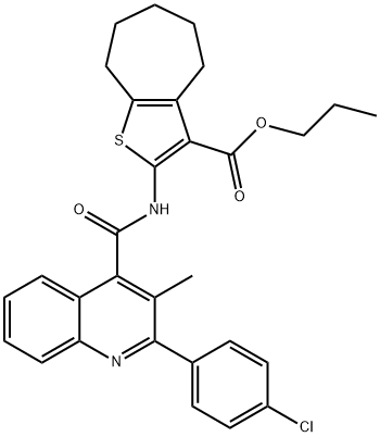 propyl 2-[[2-(4-chlorophenyl)-3-methylquinoline-4-carbonyl]amino]-5,6,7,8-tetrahydro-4H-cyclohepta[b]thiophene-3-carboxylate 结构式