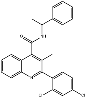 2-(2,4-dichlorophenyl)-3-methyl-N-(1-phenylethyl)quinoline-4-carboxamide 结构式