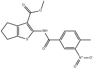 methyl 2-[(4-methyl-3-nitrobenzoyl)amino]-5,6-dihydro-4H-cyclopenta[b]thiophene-3-carboxylate 结构式
