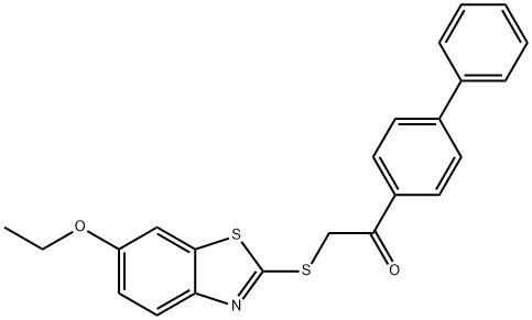 2-[(6-ethoxy-1,3-benzothiazol-2-yl)sulfanyl]-1-(4-phenylphenyl)ethanone 结构式