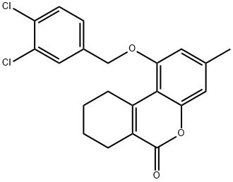 1-[(3,4-dichlorophenyl)methoxy]-3-methyl-7,8,9,10-tetrahydrobenzo[c]chromen-6-one 结构式