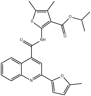 propan-2-yl 4,5-dimethyl-2-[[2-(5-methylfuran-2-yl)quinoline-4-carbonyl]amino]thiophene-3-carboxylate 结构式