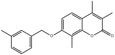 3,4,8-trimethyl-7-[(3-methylphenyl)methoxy]chromen-2-one 结构式