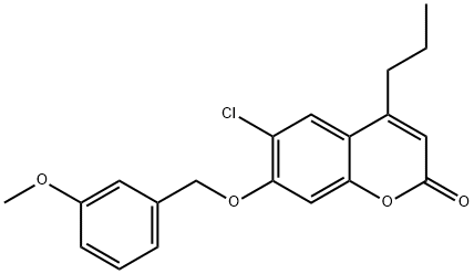 6-chloro-7-[(3-methoxyphenyl)methoxy]-4-propylchromen-2-one 结构式