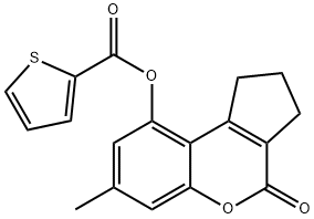 (7-methyl-4-oxo-2,3-dihydro-1H-cyclopenta[c]chromen-9-yl) thiophene-2-carboxylate 结构式