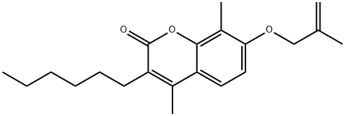 3-hexyl-4,8-dimethyl-7-(2-methylprop-2-enoxy)chromen-2-one 结构式