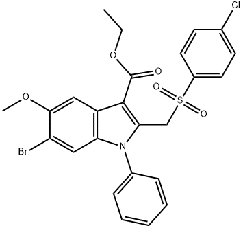 ethyl 6-bromo-2-[(4-chlorophenyl)sulfonylmethyl]-5-methoxy-1-phenylindole-3-carboxylate 结构式