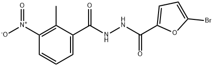 5-bromo-N'-(2-methyl-3-nitrobenzoyl)furan-2-carbohydrazide 结构式