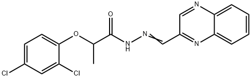 2-(2,4-dichlorophenoxy)-N-[(E)-quinoxalin-2-ylmethylideneamino]propanamide 结构式