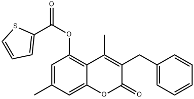 (3-benzyl-4,7-dimethyl-2-oxochromen-5-yl) thiophene-2-carboxylate 结构式