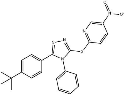 2-[[5-(4-tert-butylphenyl)-4-phenyl-1,2,4-triazol-3-yl]sulfanyl]-5-nitropyridine 结构式