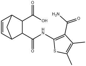 2-[(3-carbamoyl-4,5-dimethylthiophen-2-yl)carbamoyl]bicyclo[2.2.1]hept-5-ene-3-carboxylic acid 结构式