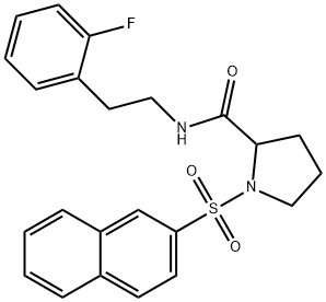 N-[2-(2-fluorophenyl)ethyl]-1-naphthalen-2-ylsulfonylpyrrolidine-2-carboxamide 结构式