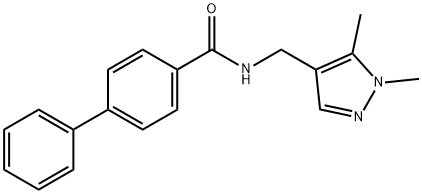 N-[(1,5-dimethylpyrazol-4-yl)methyl]-4-phenylbenzamide 结构式