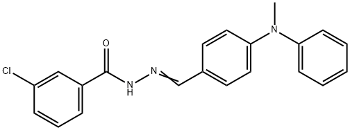 3-chloro-N-[(E)-[4-(N-methylanilino)phenyl]methylideneamino]benzamide 结构式