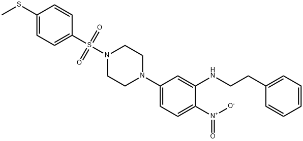 5-[4-(4-methylsulfanylphenyl)sulfonylpiperazin-1-yl]-2-nitro-N-(2-phenylethyl)aniline 结构式