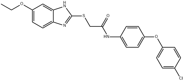 N-[4-(4-chlorophenoxy)phenyl]-2-[(6-ethoxy-1H-benzimidazol-2-yl)sulfanyl]acetamide 结构式