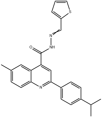 6-methyl-2-(4-propan-2-ylphenyl)-N-[(E)-thiophen-2-ylmethylideneamino]quinoline-4-carboxamide 结构式