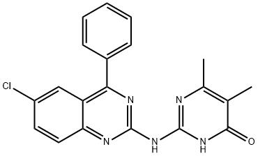 2-[(6-chloro-4-phenylquinazolin-2-yl)amino]-5,6-dimethyl-1H-pyrimidin-4-one 结构式