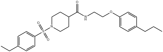 1-(4-ethylphenyl)sulfonyl-N-[2-(4-propylphenoxy)ethyl]piperidine-4-carboxamide 结构式