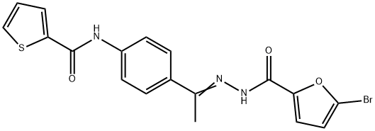 5-bromo-N-[(E)-1-[4-(thiophene-2-carbonylamino)phenyl]ethylideneamino]furan-2-carboxamide 结构式