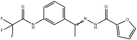 N-[(Z)-1-[3-[(2,2,2-trifluoroacetyl)amino]phenyl]ethylideneamino]furan-2-carboxamide 结构式