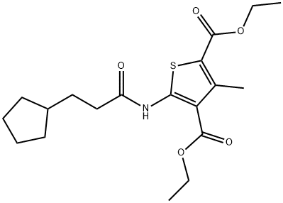 diethyl 5-(3-cyclopentylpropanoylamino)-3-methylthiophene-2,4-dicarboxylate 结构式
