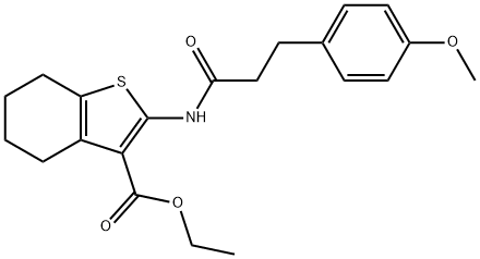 ethyl 2-[3-(4-methoxyphenyl)propanoylamino]-4,5,6,7-tetrahydro-1-benzothiophene-3-carboxylate 结构式