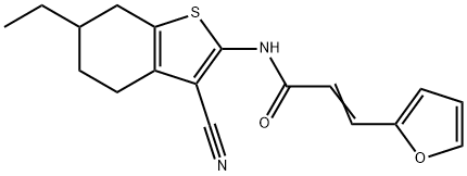 (E)-N-(3-cyano-6-ethyl-4,5,6,7-tetrahydro-1-benzothiophen-2-yl)-3-(furan-2-yl)prop-2-enamide 结构式