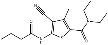 5-(butanoylamino)-4-cyano-N,N-diethyl-3-methylthiophene-2-carboxamide 结构式