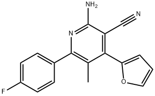 2-氨基-6-(4-氟苯基)-4-(呋喃-2-基)-5-甲基烟腈 结构式